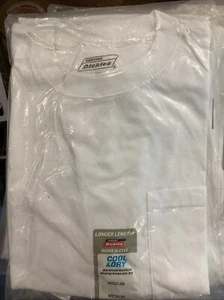 Genuine Dickies Men Short Sleeve Cool Dry T-Shirt Medium White With Pocket - Picture 1 of 3