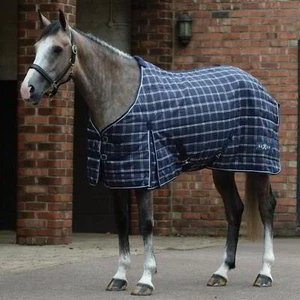 Saxon 1200D PP Stable Standard Neck 200g Rug - Navy Plaid - Picture 1 of 1