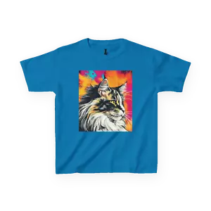Colorful Cat Kids T-Shirt, Norwegian Forest Cat, Fun Tees for Animal Lovers - Picture 1 of 121