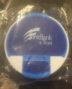 Promotional "First Bank & Trust" Rotating Pill Organizer Blue & White - Picture 1 of 4
