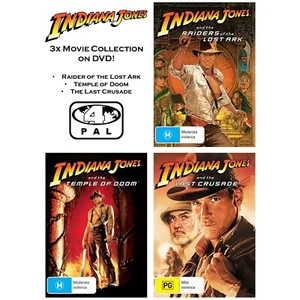 Indiana Jones Trilogy (DVD Collection, 3-Disc) PAL Region 4 (Harrison Ford) NEW - Picture 1 of 11