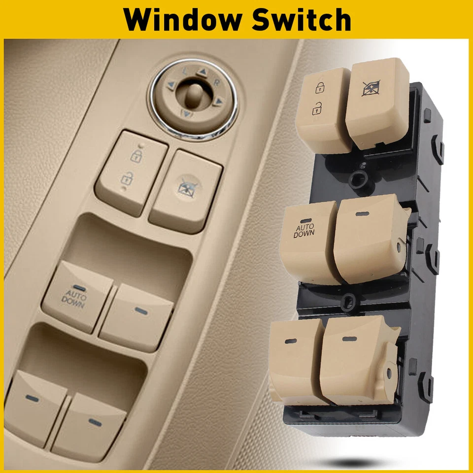 Interruptor de ventana eléctrica delantero izquierdo beige para 93570-3X000 Hyundai Elantra 2011-2015 Foto 1 de 4