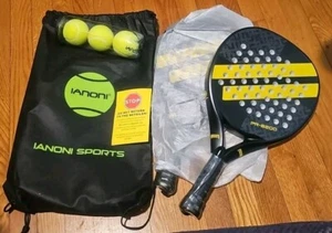 Ianoni Tennis Rackets 2 Paddle PR-8200 Carbon Fiber Surface EVA Memory Flex Set - Picture 1 of 15