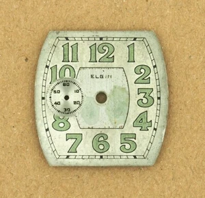 Esfera de reloj vintage inusual en forma de barril Elgin con segundos @ 9 - Imagen 1 de 3