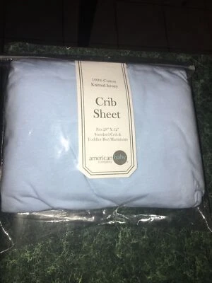 American Baby Company 100% Algodón Tejido Jersey Estándar Cuna Sábana 28"x52 Azul Foto 1 de 4