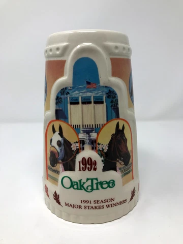 Collectible 1992 Oak Tree Stakes Winning Trainers Beer Stein Cup Mug Rare Cover