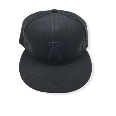 New Era Los Angeles Angels of Anaheim 59Fifty Black on Black Fitted Hat - Image 1 of 4