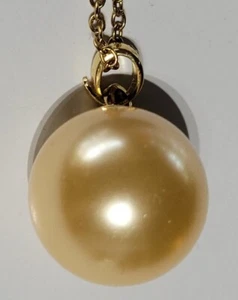 Classic South Sea Size 16mm Golden Shell Pearl Pendant 14k Gold Plated bail 7Grm - Picture 1 of 10
