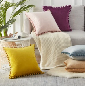Home Decor 18"x18" Particles velvet Pom-poms Sofa Soft Cushion Cover Pillowcase - Picture 1 of 21