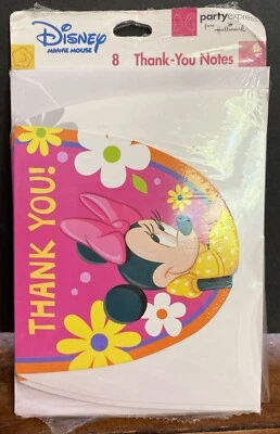 Disney Minnie Mouse Thank You Notes 8 Cards - Hallmark 1THK2248 birthday party - Image 1 of 4