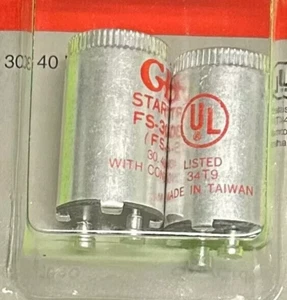 Package Of 2 New GB FS-3040 Fluorescent Lamp Starters 30-40 Watt - Picture 1 of 1