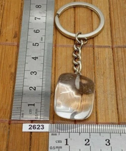 Très beau porte-clés en CRISTAL DE ROCHE naturelle pierre roulée lithotherapie - Picture 1 of 3