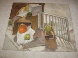 20TH CENTURY OIL ON CANVAS BOARD STILL LIFE BY DEPHINE ASHWOOD - Picture 1 of 4