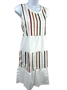 White Striped Size L Shift Lightweight Striped Dress - Picture 1 of 5