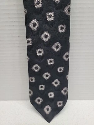 Corbata alta Envoy para hombre extra larga azul oscuro plata patrón geométrico Foto 1 de 4