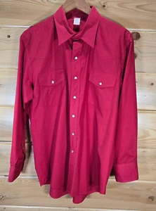 VTG Malco Modes Long Sleeve Pearl Snap Shirt (17-34) Western Cowboy Red READ - Picture 1 of 15