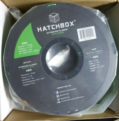 HATCHBOX ABS 3D Printer Filament - True Green (3D ABS-1KG1.75-GRN) - Image 1 of 2