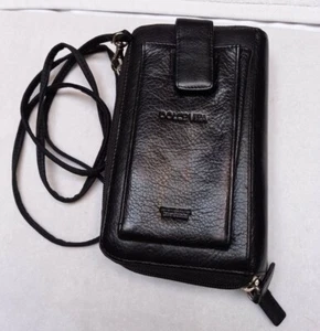 DOLCE VITA BLACK LEATHER CROSSBODY STRAP BAG ZIP TOP PURSE GC - Picture 1 of 12