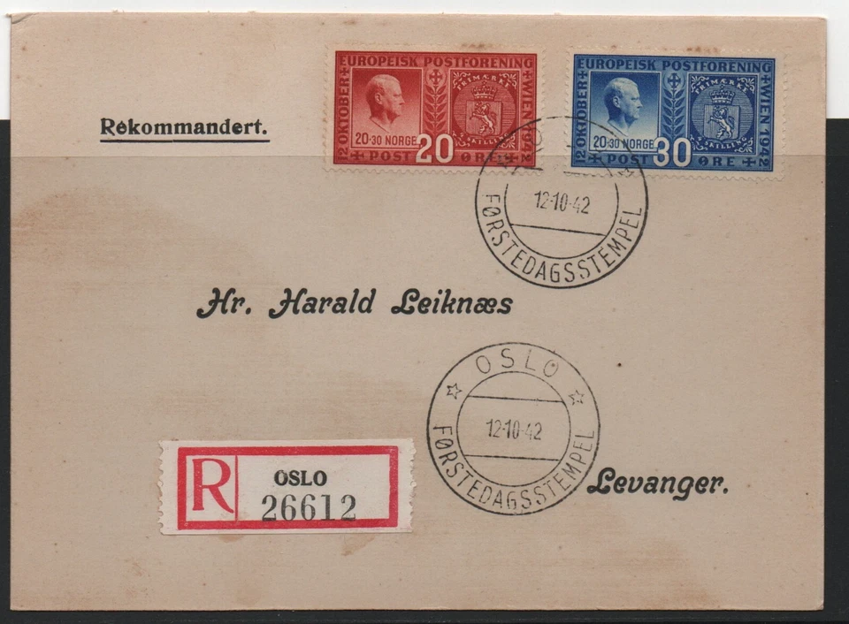 NORWAY # 5-1424 # FDC # 12.10.42 # VIDKUN QUISLING # - Image 1 of 1
