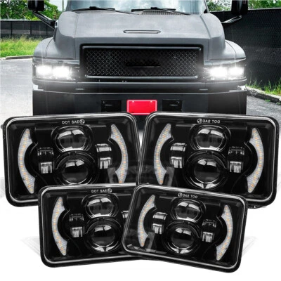 4PCS Fit GMC C4500 C5500 Topkick 2003-2009 DOT 4x6" LED Headlights Hi/Lo Beam H4 - Image 1 of 4