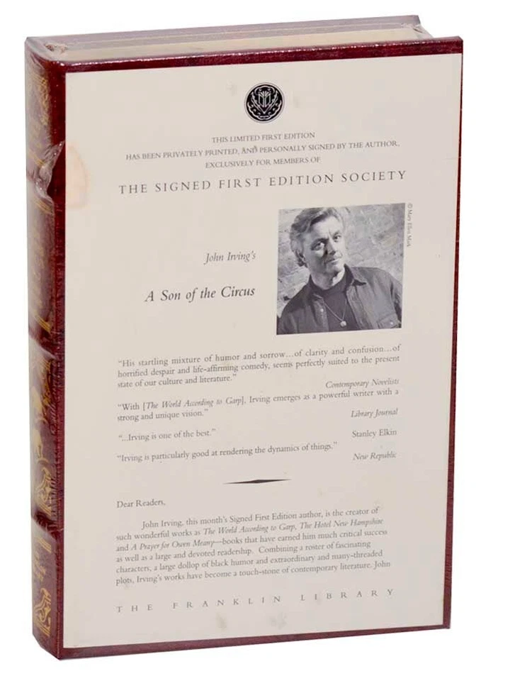 John IRVING / A SON OF THE CIRCUS Signed First Edition Franklin Library #196887 - Image 1 of 1