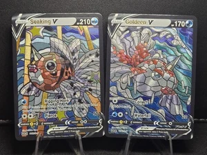 Seaking And Goldeen CUSTOM Stained Glass Holo Cards -Display Only - Picture 1 of 4