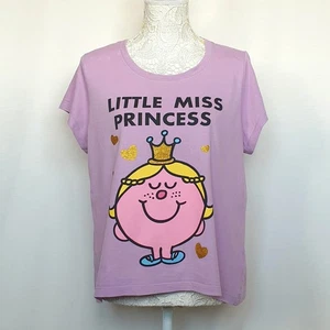 Mr Men Little Miss Princess Cotton T-shirt Top Purple Lilac UK M Vintage Y2K - Picture 1 of 12