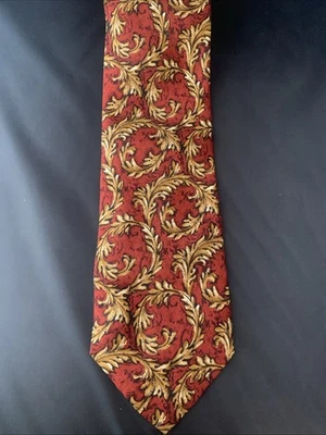 "Corbata de seda Joseph Abboud roja granate negra floral cachemira 3,5"" X 61"" antigua loca" Foto 1 de 2