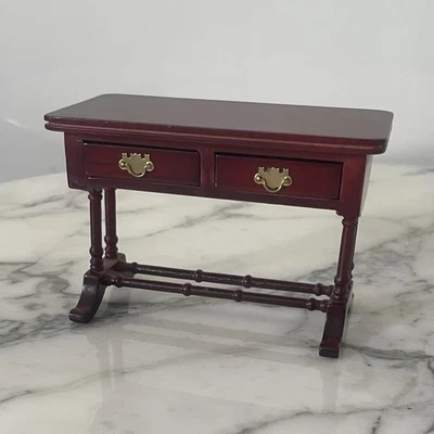 Dollhouse Mahogany Library Table Writing Desk Miniature 1:12 - Image 1 of 4