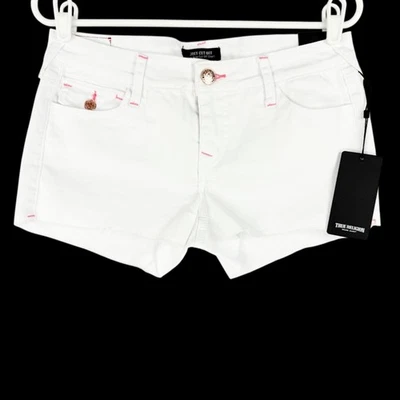 True Religion Women's Joey Cut-off Low Rise Flap Optic White Shorts Size 28 NWT - Image 1 of 4