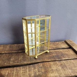 TABLE TOP OR WALL MOUNTED GLASS MIRRORED CURIO CABINET DISPLAY SHELF STAND CASE - Picture 1 of 9
