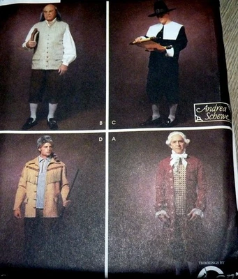 Colonial Frontier Quaker Franklin Boone Crockett Costume Sewing Pattern XS-XL UC - Image 1 of 2