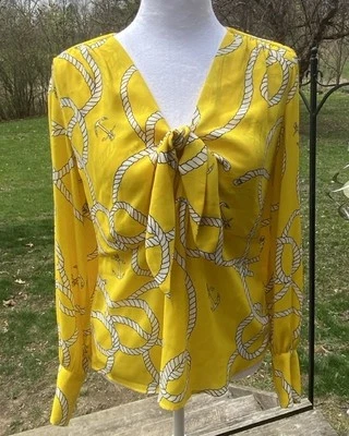 Blusa Cabi Reef Nudo Mujer Talla Pequeña Amarilla Peplum Cremallera Navegación Náutica Foto 1 de 4