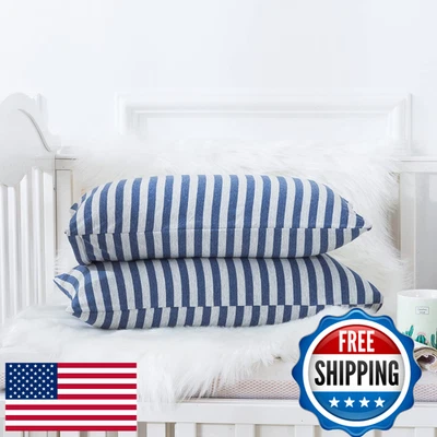 Paquete de 2 fundas de almohada de viaje para niños pequeños, punto jersey de algodón, suave, transpirable, 13"x18" Foto 1 de 4