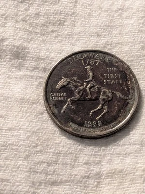 1999-p Delaware Quarter Black Beauty Error Coin Improperly Annealed Planchet - Image 1 of 2