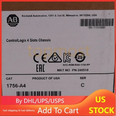AB 1756-A4 ControlLogix 4 Slots Chassis New Factory Sealed 1756A4 - Image 1 of 4