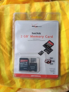 NEW Sandisk 2GB Memory 3 in 1 MicroSD Card with Adapters For SD and miniSD RARE - Picture 1 of 2