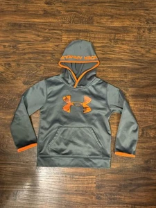 Under Armour Storm Gray Orange Hoodie Pullover Hooded Jacket Youth Sz 7 - Picture 1 of 3