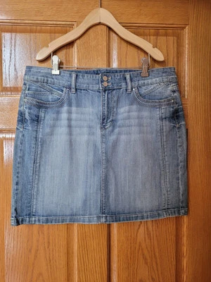 Mujer Casa Blanca Mercado Negro Talla 12 Denim Lavado Ligero Jean Falda Versátil  Foto 1 de 4