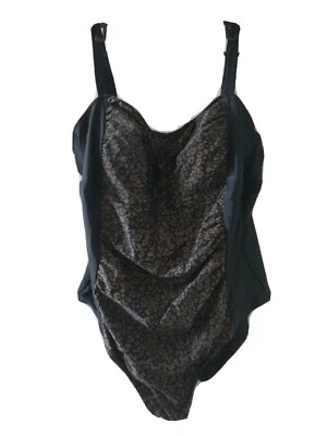 Ava & VIV Women Plus Size 26W Leopard Print Swimming Suit Black Gold Sweetheart - Image 1 of 4