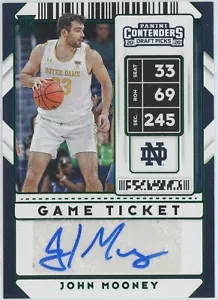 Boleto de juego verde John Mooney 2020 Panini Contenders selecciones del draft automático #115 - Imagen 1 de 2
