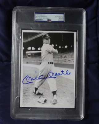 Foto autografiada de Mickey Mantle 4x6 corsé novato PSA losa de béisbol de los Yankees de Nueva York Foto 1 de 3