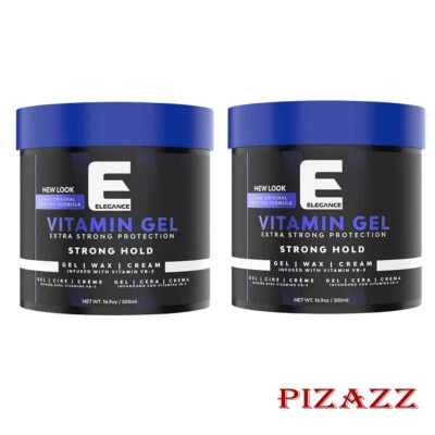 Elegance hair gel vitamin gel strong hold,500ml/16.9oz each (2 Jars included) - Image 1 of 3