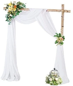 Wedding Arch Draping 28" width x 19Ft length(1 Panel) White Drapes Curtain - Picture 1 of 7