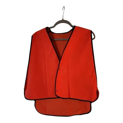 VTG 70's Orange Hunting Vest Adult Large w/ Front Snaps License Holder On Back - Image 1 of 2