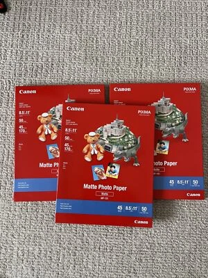 (3) Матовая фотобумага Canon MP-101 8,5 «X 11» 50 листов запечатанный 150 всего листов  - Изображение 1 из 2