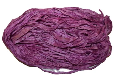 Cinta de seda Sari reciclada 10 yardas hilo lila Foto 1 de 2