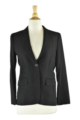 Brooks Brothers 女式外套和夹克开拓者 4 小号黑色羊毛 — 第 1/2 张图片