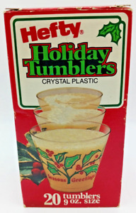 Vintage 80's Hefty Holiday Tumblers Crystal Plastic 20 Count