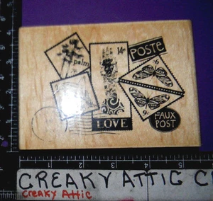 POSTAGE STAMP COLLAGE RUBBER STAMP INKADINKADO POSTE - Picture 1 of 5